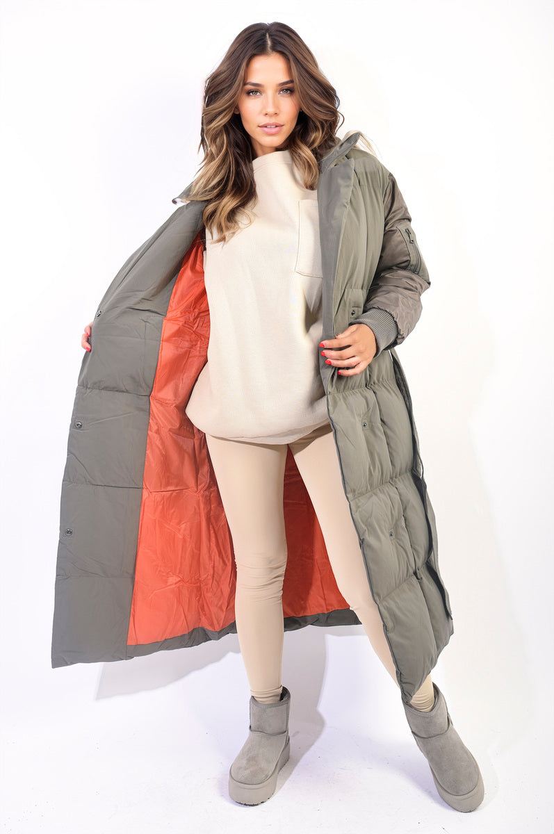 She Wears Glory™ Long Belted Puffer Coat