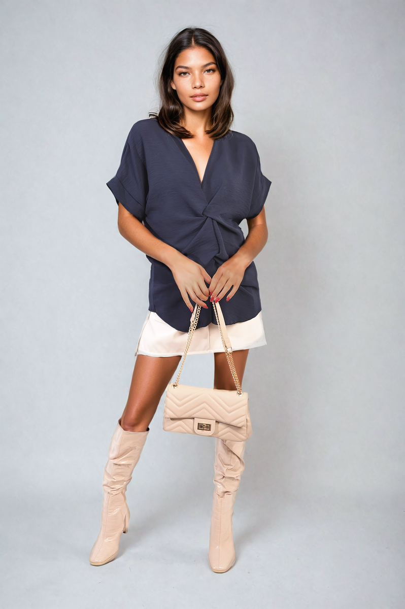 She Wears Glory™ V-Neck Twist Front Top