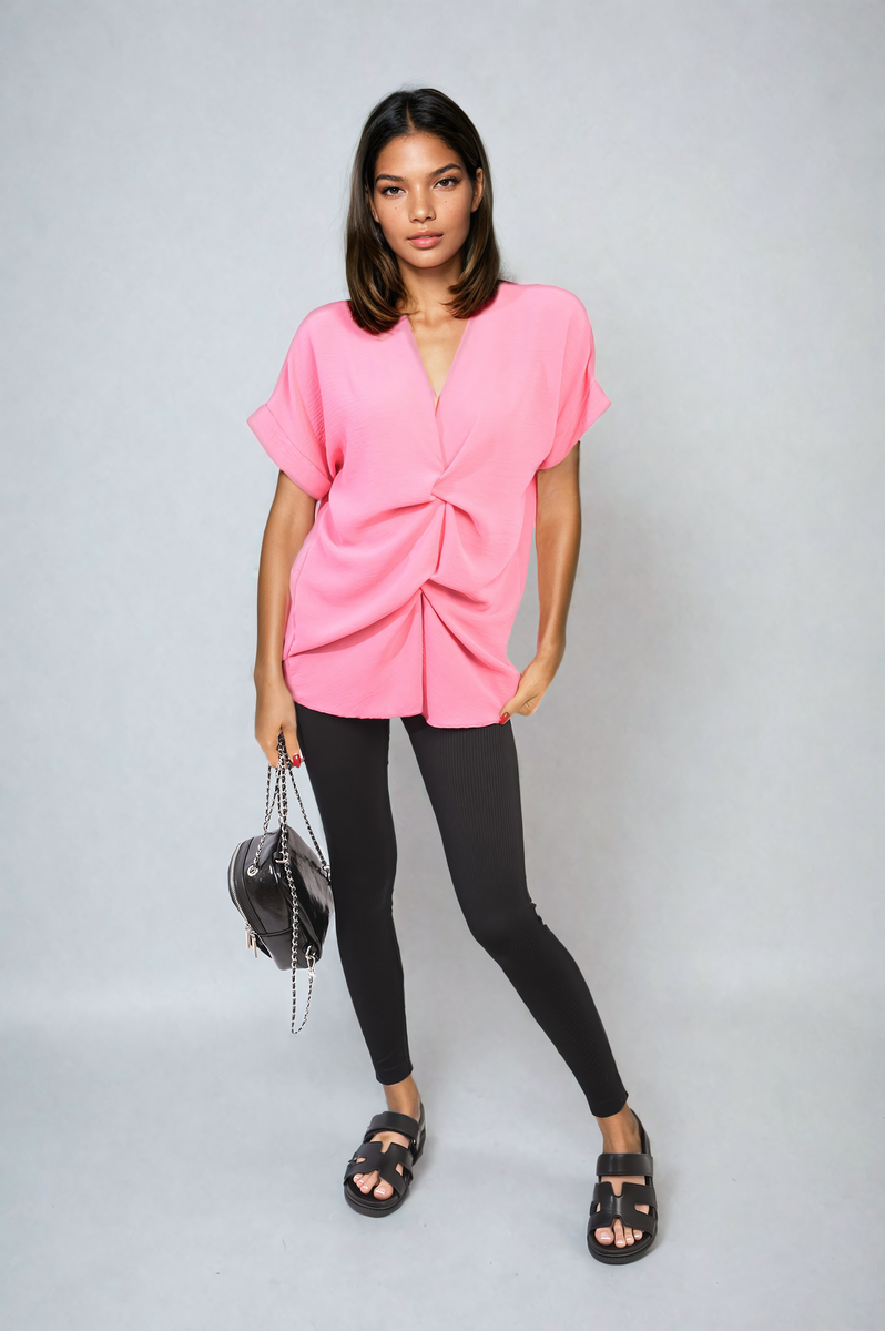 She Wears Glory™ V-Neck Twist Front Top