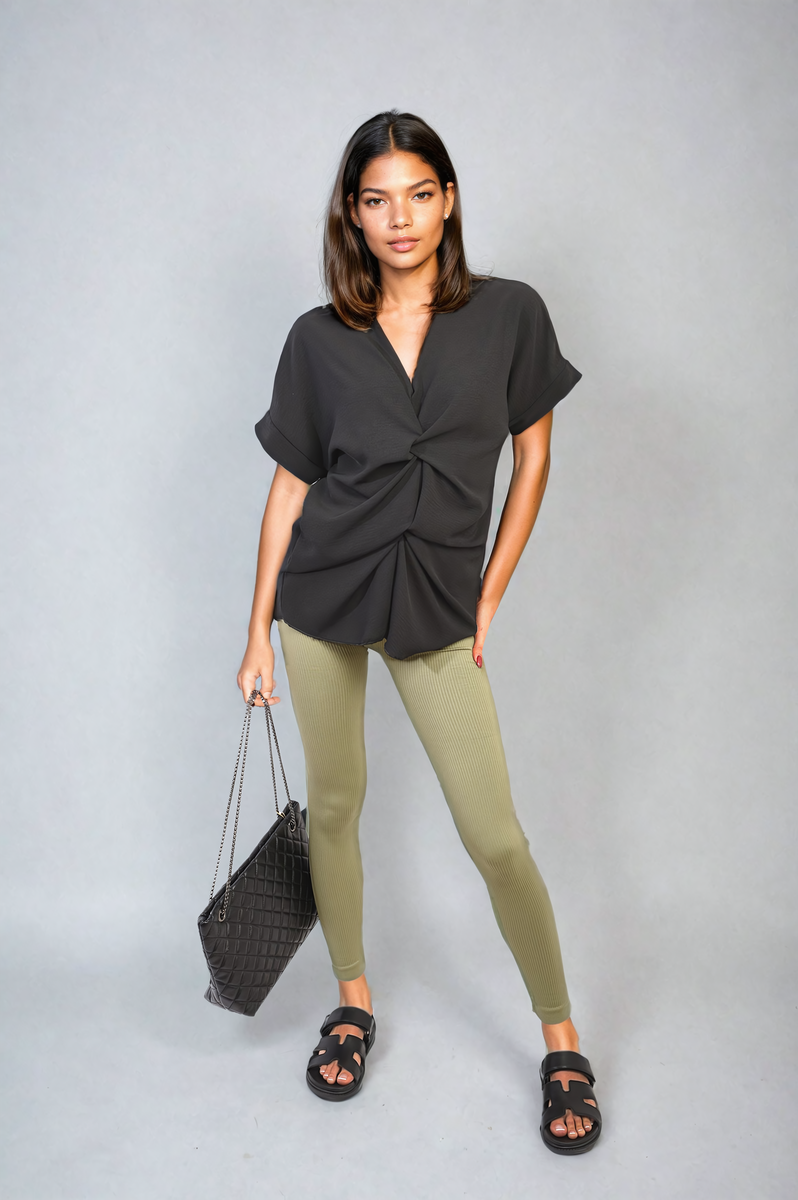 She Wears Glory™ V-Neck Twist Front Top