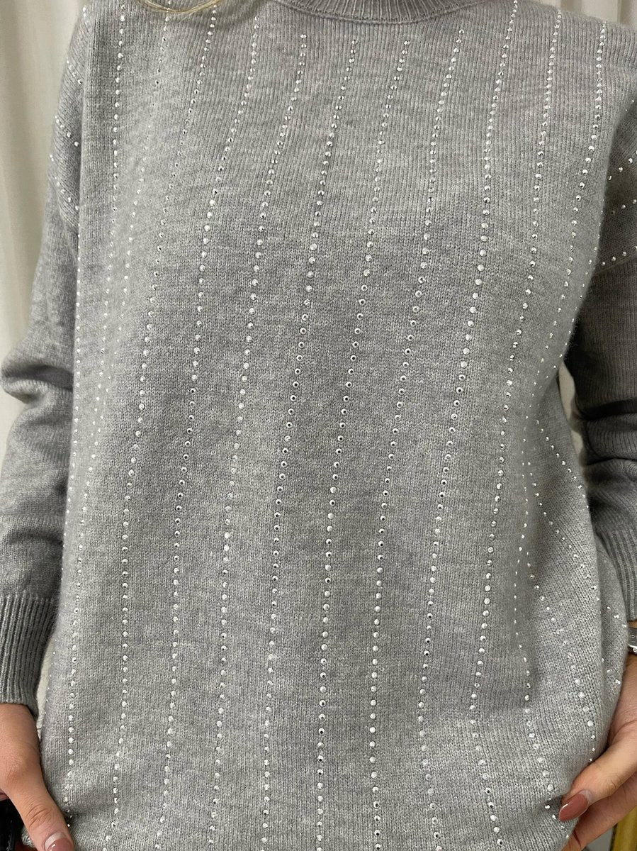 Diamante Stripe Knitted Jumper - She Wears Glory Beverly Hills