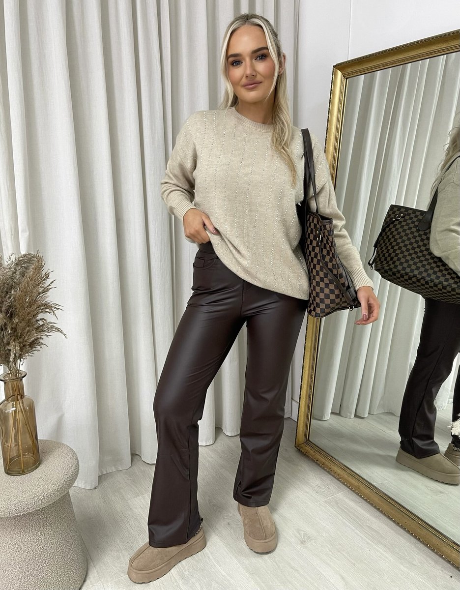 Diamante Stripe Knitted Jumper - She Wears Glory Beverly Hills