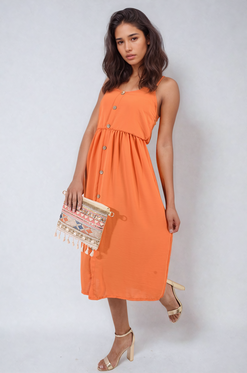 She Wears Glory™ Button Front Strappy Midi Dress