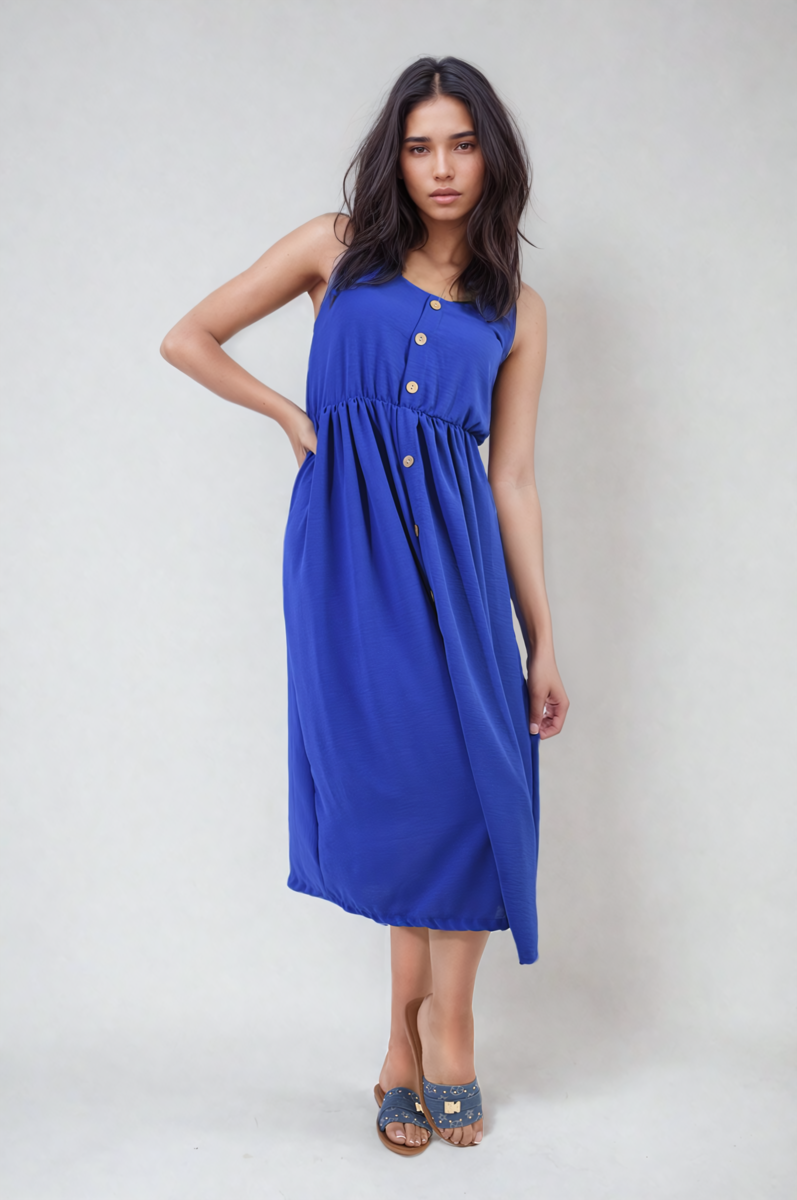 She Wears Glory™ Button Front Strappy Midi Dress
