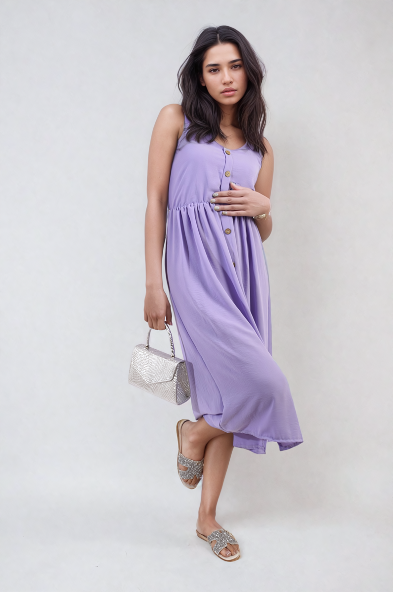 She Wears Glory™ Button Front Strappy Midi Dress