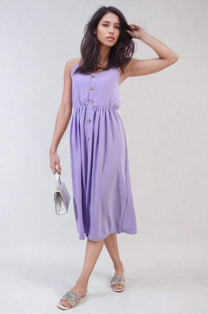 She Wears Glory™ Button Front Strappy Midi Dress