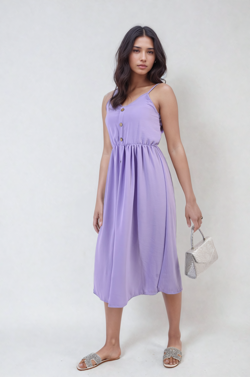She Wears Glory™ Button Front Strappy Midi Dress