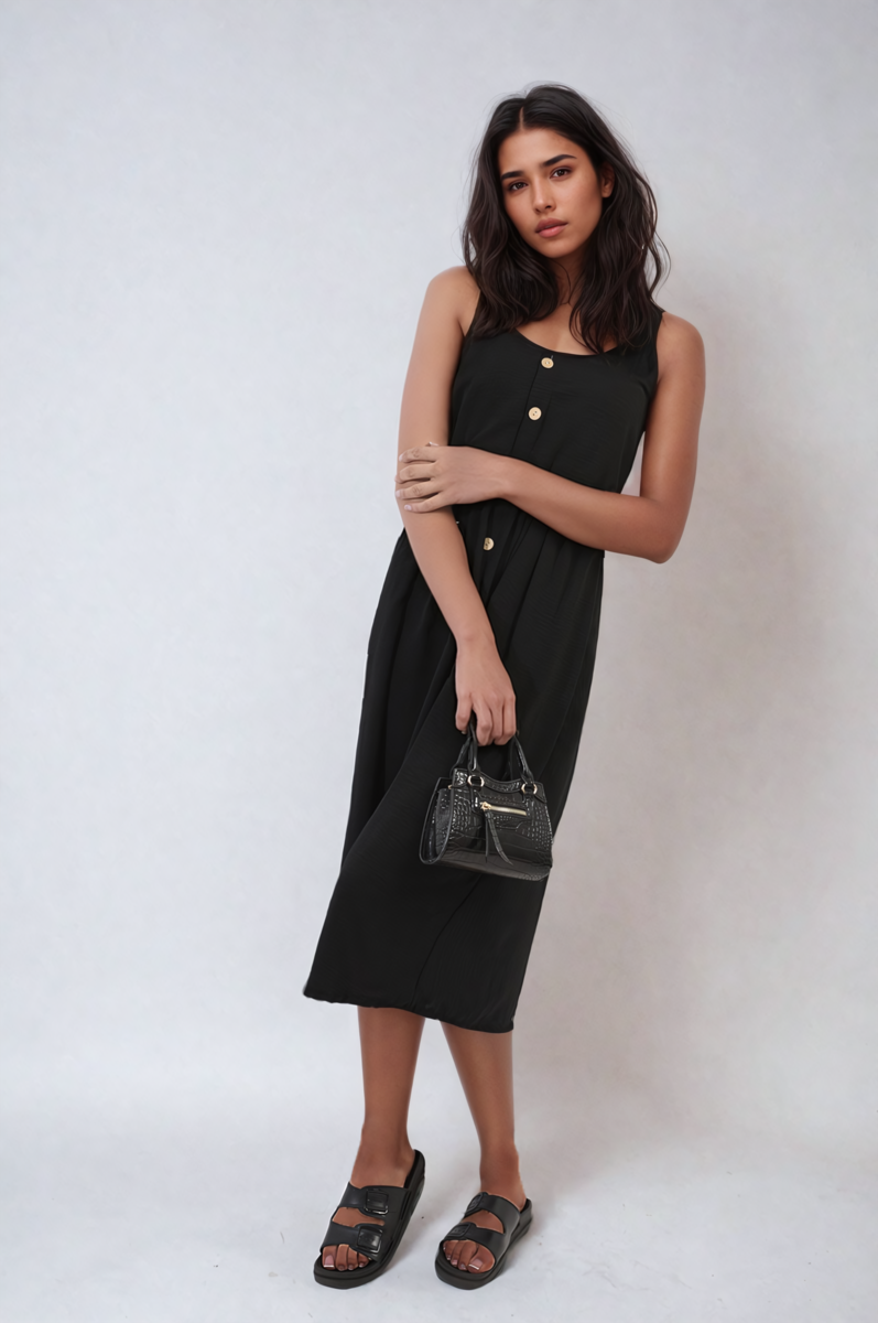 She Wears Glory™ Button Front Strappy Midi Dress