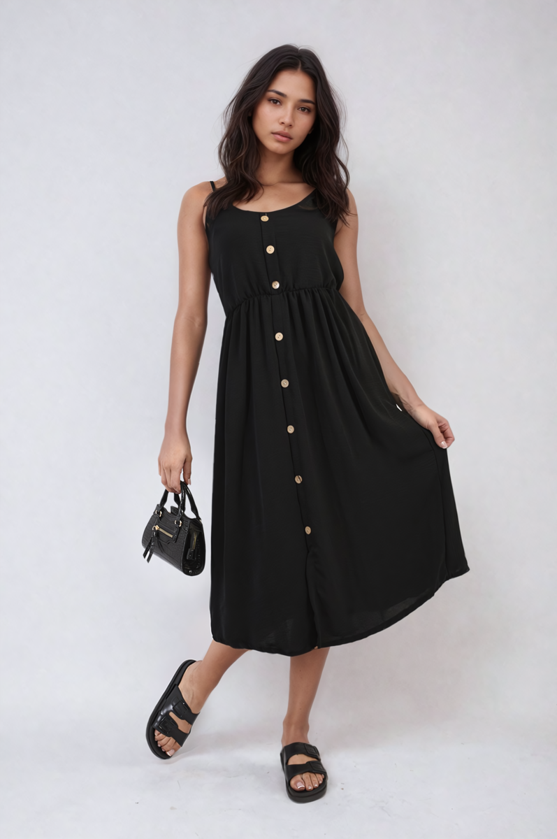 She Wears Glory™ Button Front Strappy Midi Dress