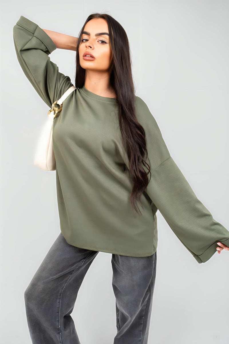 Oversized Long Sleeve Sweatshirt Top - She Wears Glory Beverly Hills