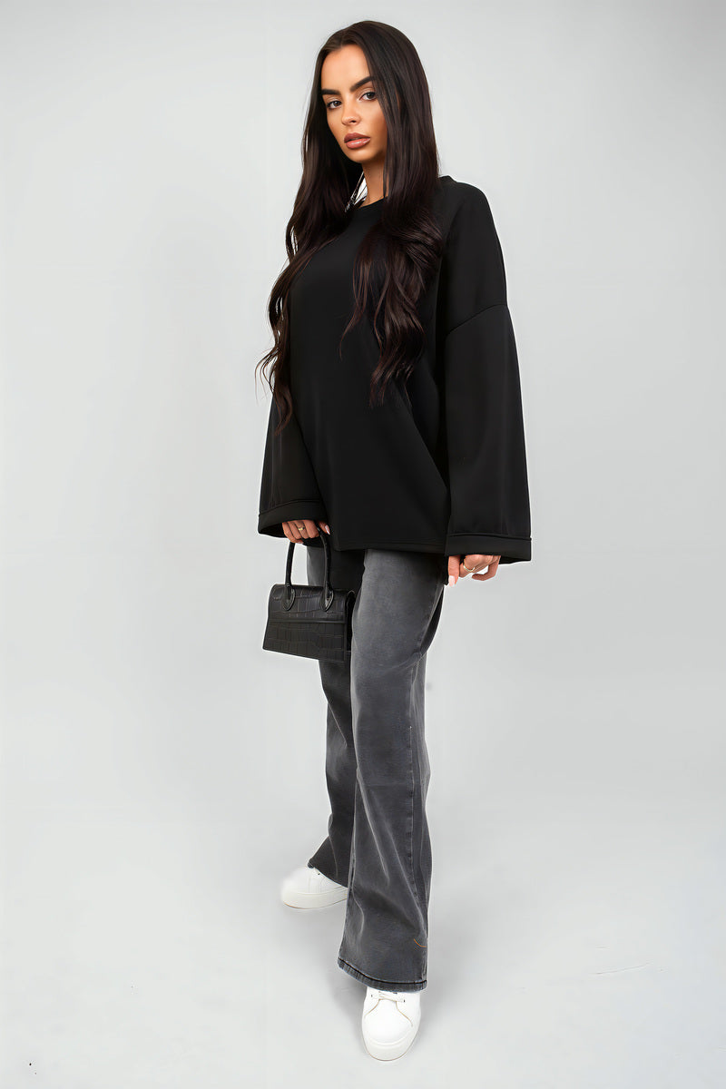 Oversized Long Sleeve Sweatshirt Top - She Wears Glory Beverly Hills