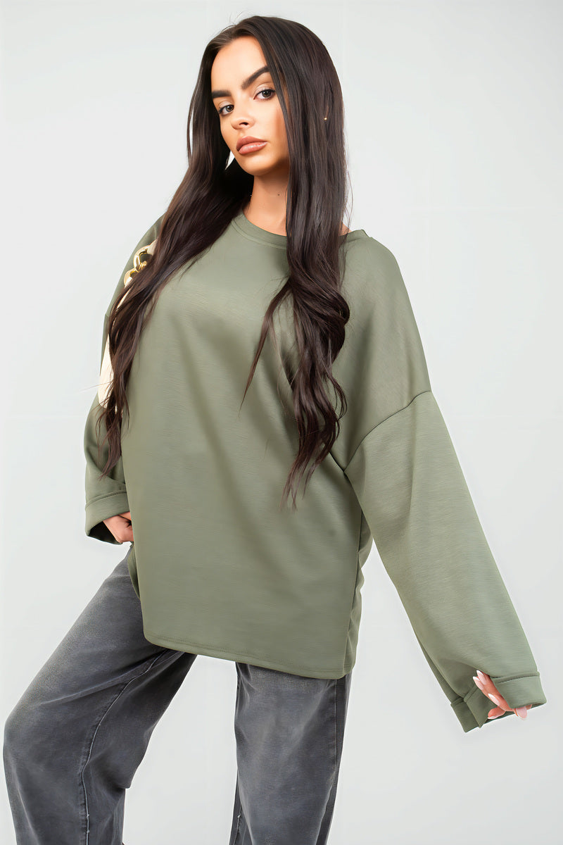 Oversized Long Sleeve Sweatshirt Top - She Wears Glory Beverly Hills