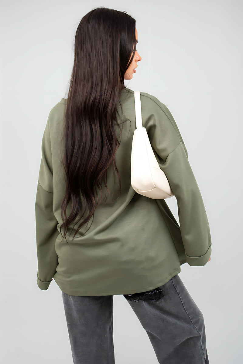 Oversized Long Sleeve Sweatshirt Top - She Wears Glory Beverly Hills