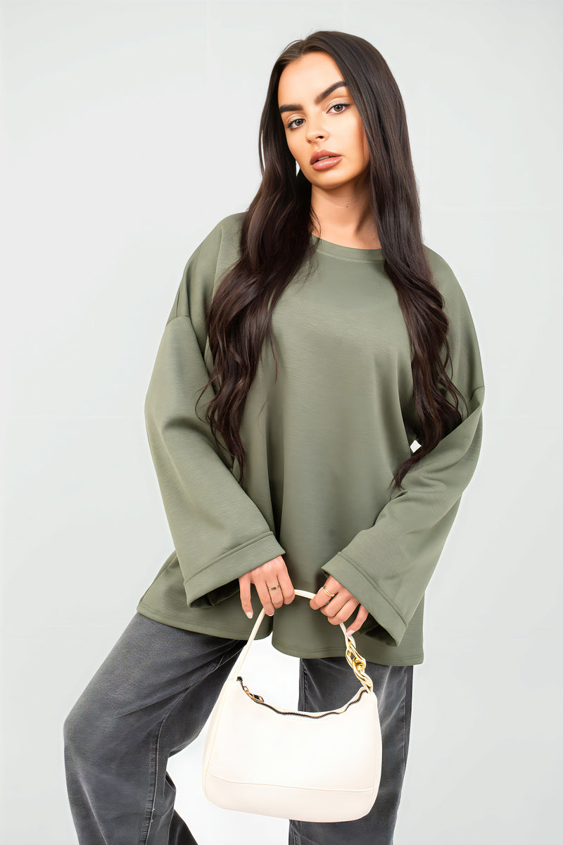 Oversized Long Sleeve Sweatshirt Top - She Wears Glory Beverly Hills
