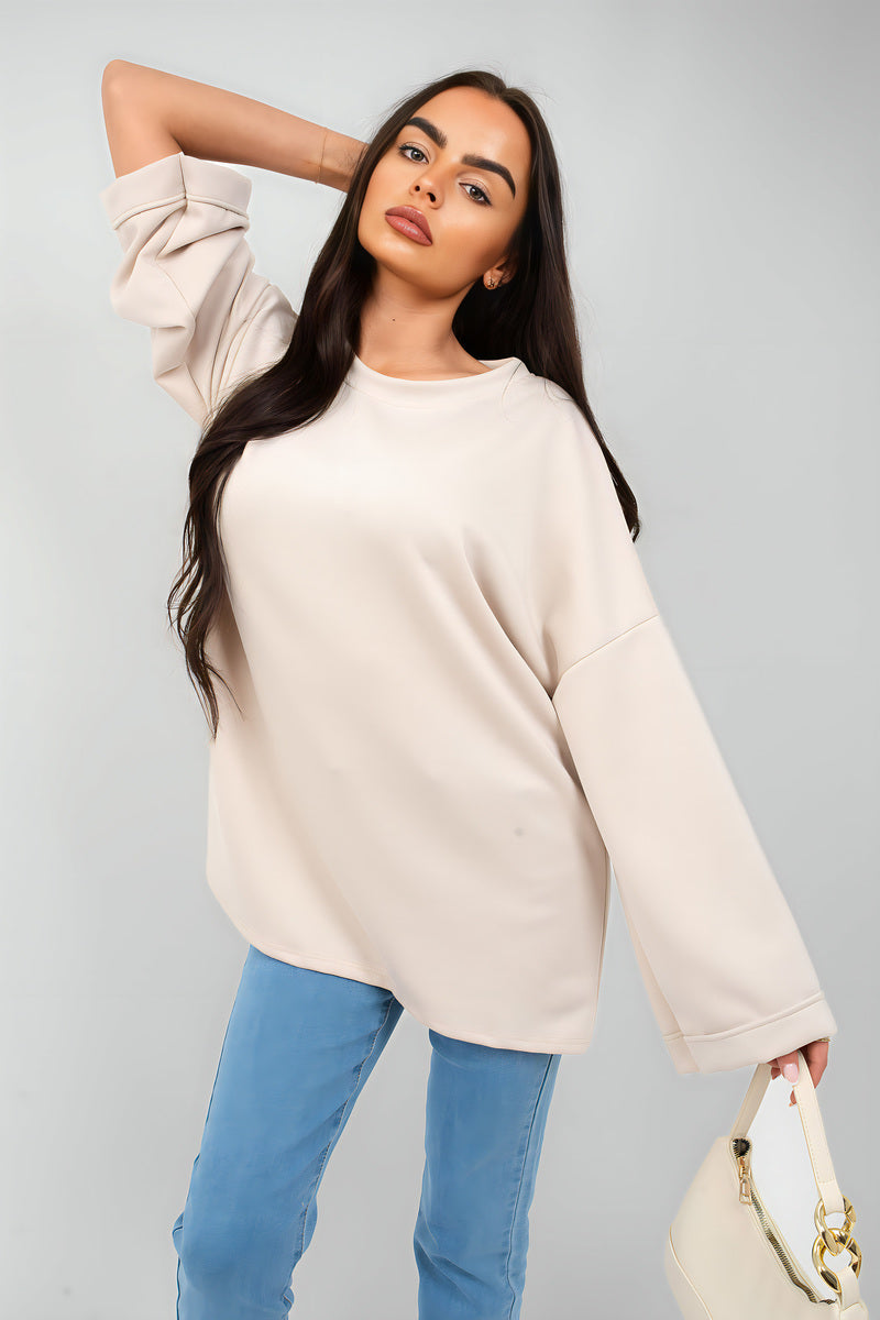 Oversized Long Sleeve Sweatshirt Top - She Wears Glory Beverly Hills