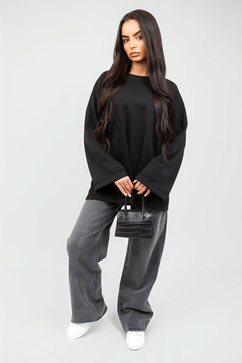 Oversized Long Sleeve Sweatshirt Top - She Wears Glory Beverly Hills