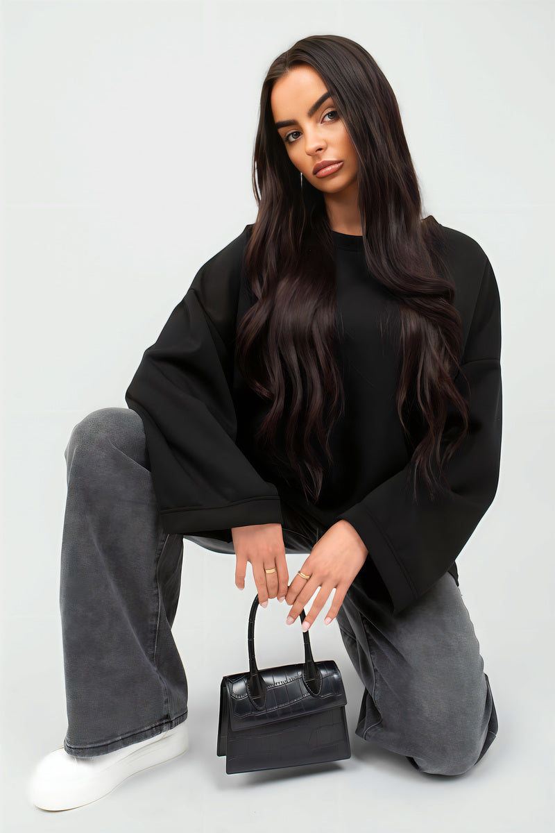 Oversized Long Sleeve Sweatshirt Top - She Wears Glory Beverly Hills