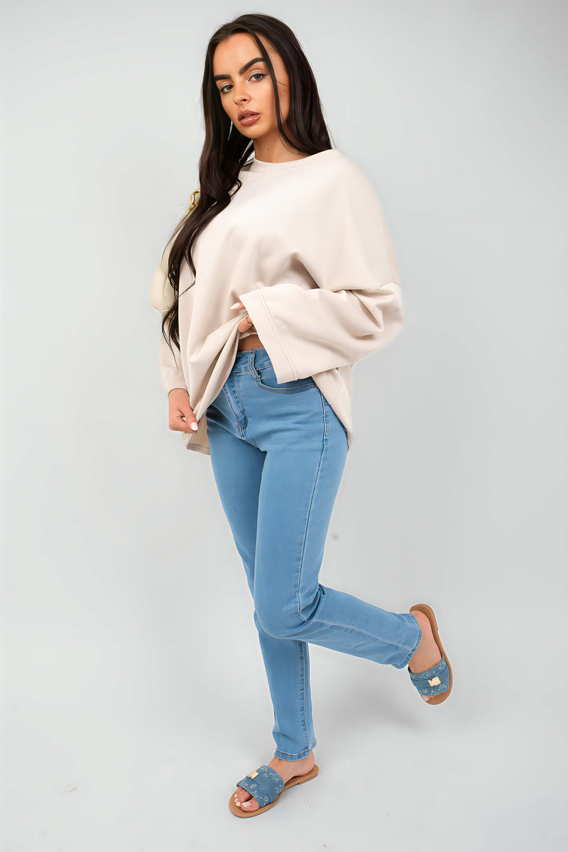 Oversized Long Sleeve Sweatshirt Top - She Wears Glory Beverly Hills