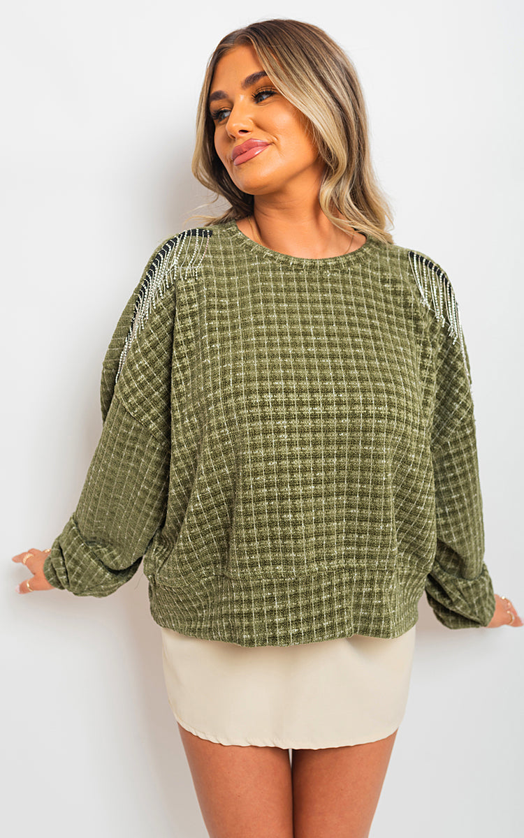 She Wears Glory™ Long Sleeve Knitted Jumper with Tassel Detail