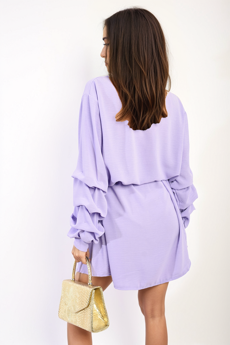 She Wears Glory™ Ruffle Sleeve Pocket Button Front Blouse Dress