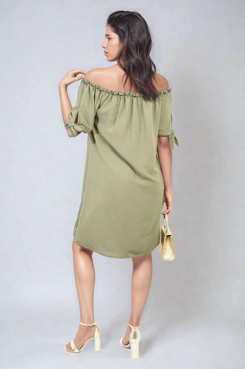 Knot Cuff Off Shoulder Mini Dress - She Wears Glory Beverly Hills
