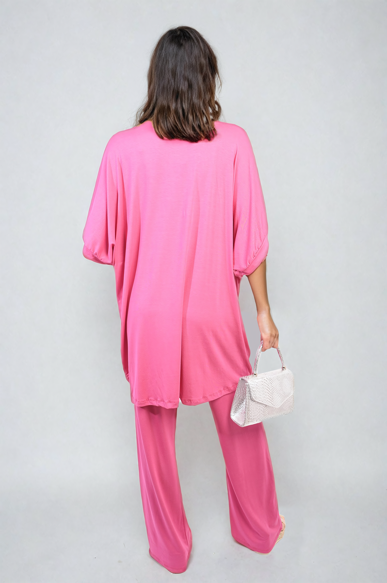 She Wears Glory™ Twist Front Plunge Neckline Top and Trouser Co-ord Set