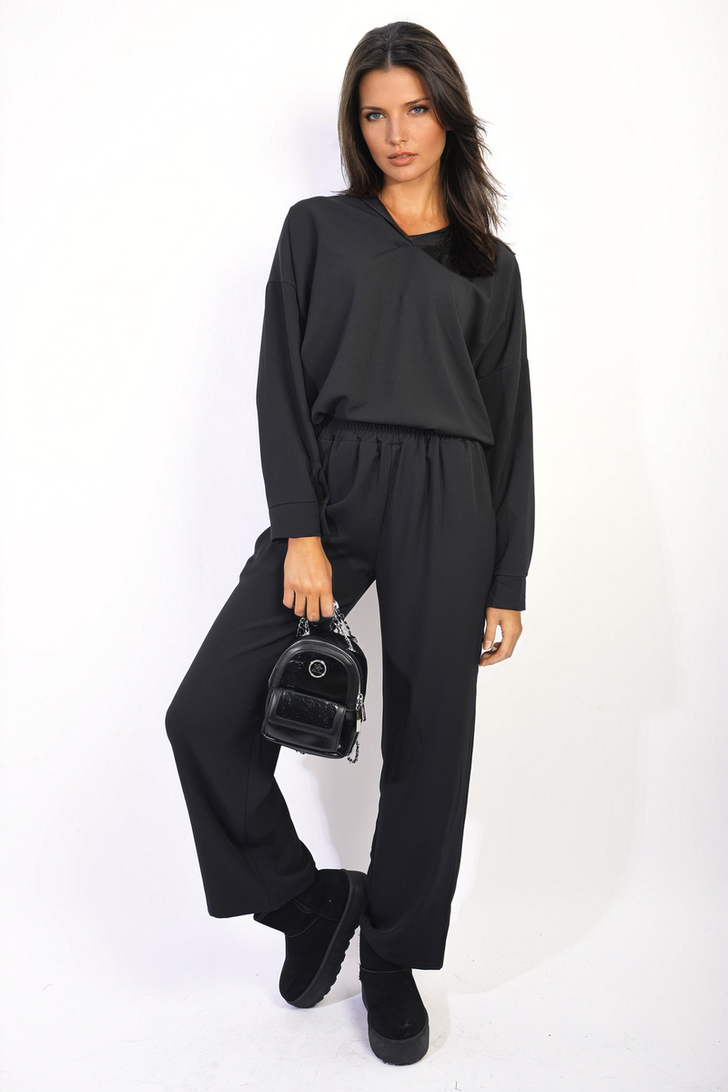 She Wears Glory™ V-neck Long Sleeve Top and Wide Leg Pants Co-ord Set