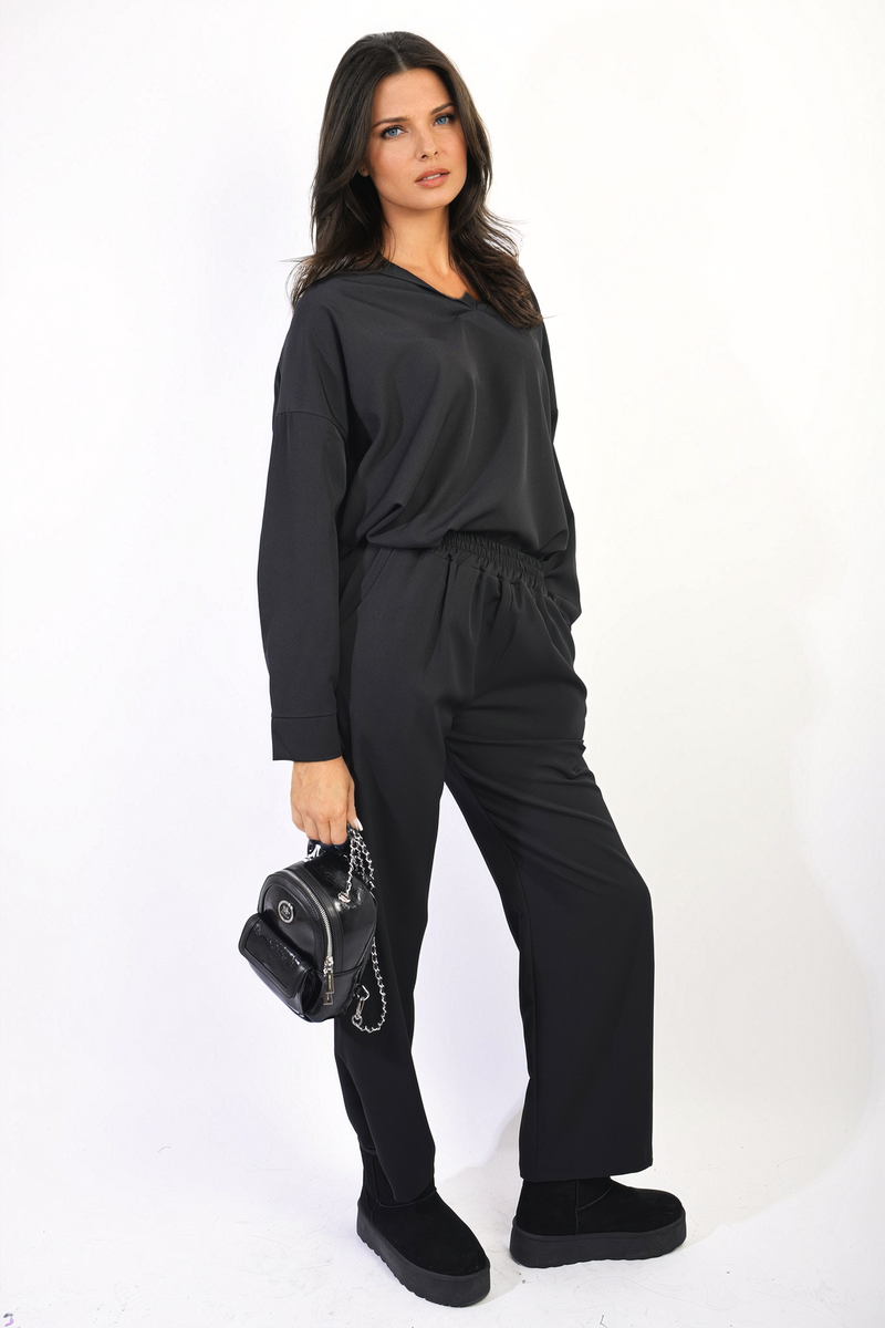 She Wears Glory™ V-neck Long Sleeve Top and Wide Leg Pants Co-ord Set
