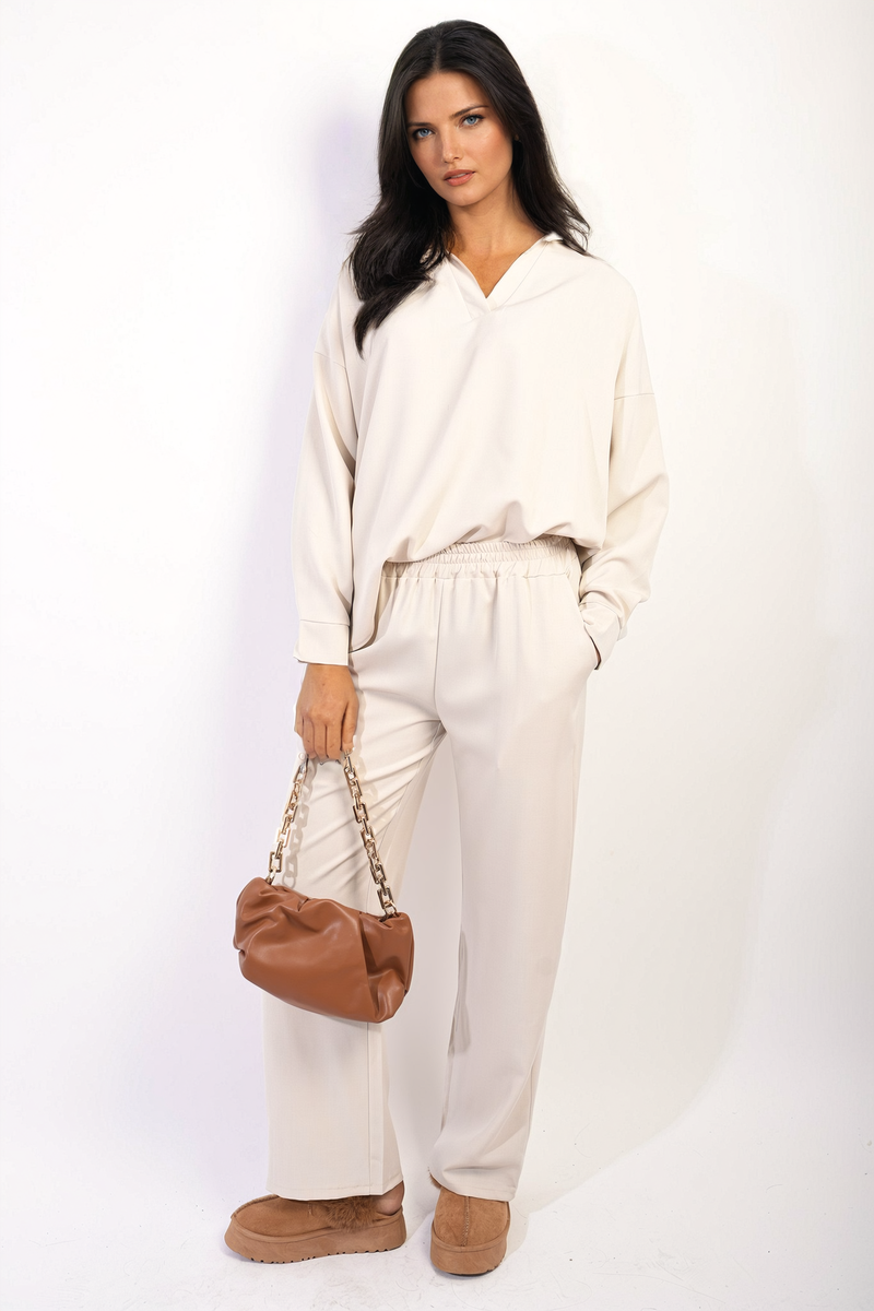 She Wears Glory™ V-neck Long Sleeve Top and Wide Leg Pants Co-ord Set