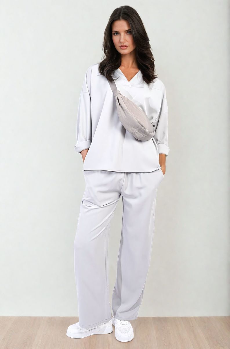 She Wears Glory™ V-neck Long Sleeve Top and Wide Leg Pants Co-ord Set