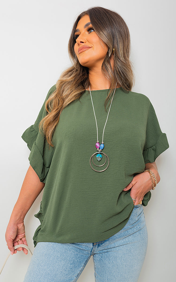 She Wears Glory™ Frill Sleeve Top