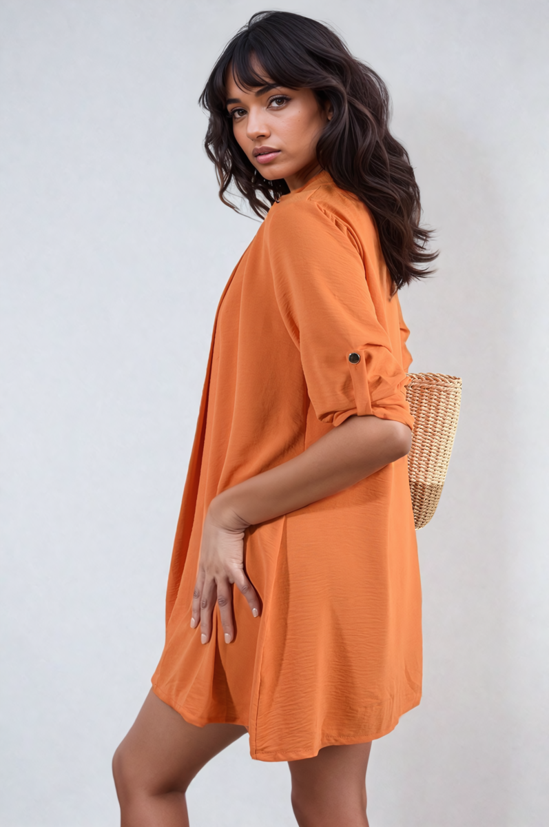 She Wears Glory™ Open Front Roll Up Sleeve Cardigan