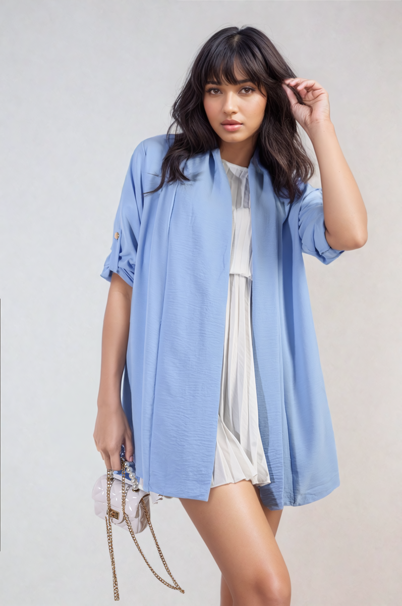 She Wears Glory™ Open Front Roll Up Sleeve Cardigan