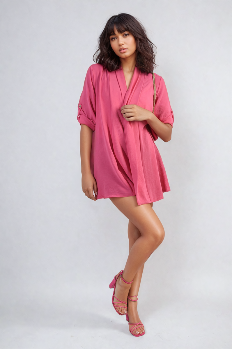She Wears Glory™ Open Front Roll Up Sleeve Cardigan