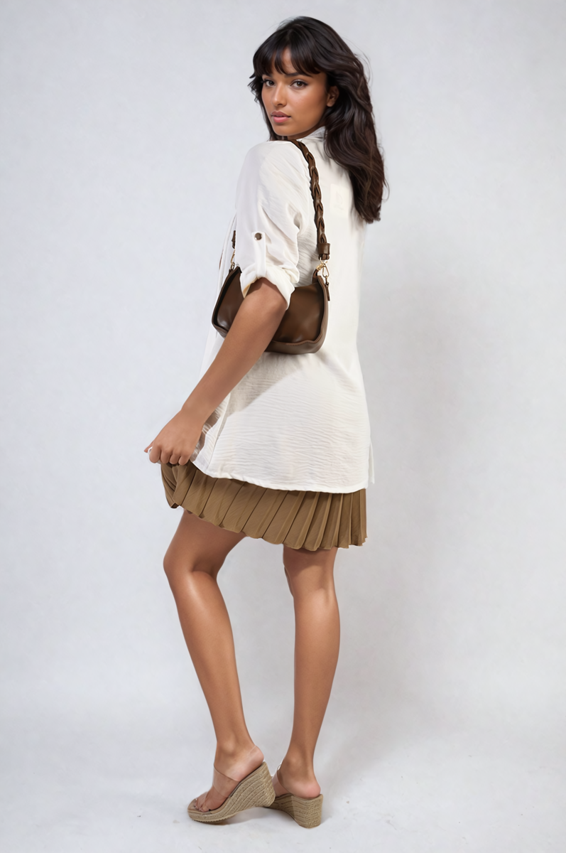 She Wears Glory™ Open Front Roll Up Sleeve Cardigan