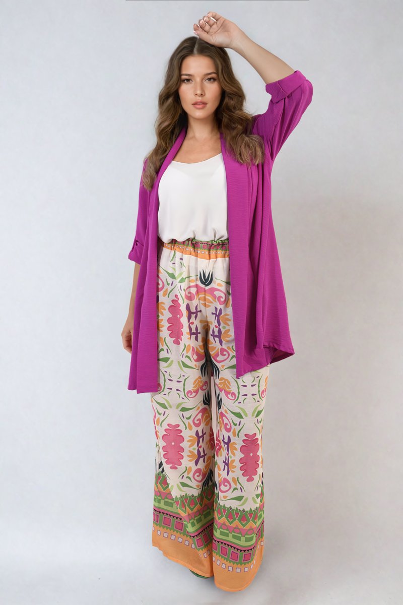 She Wears Glory™ Open Front Roll Up Sleeve Cardigan