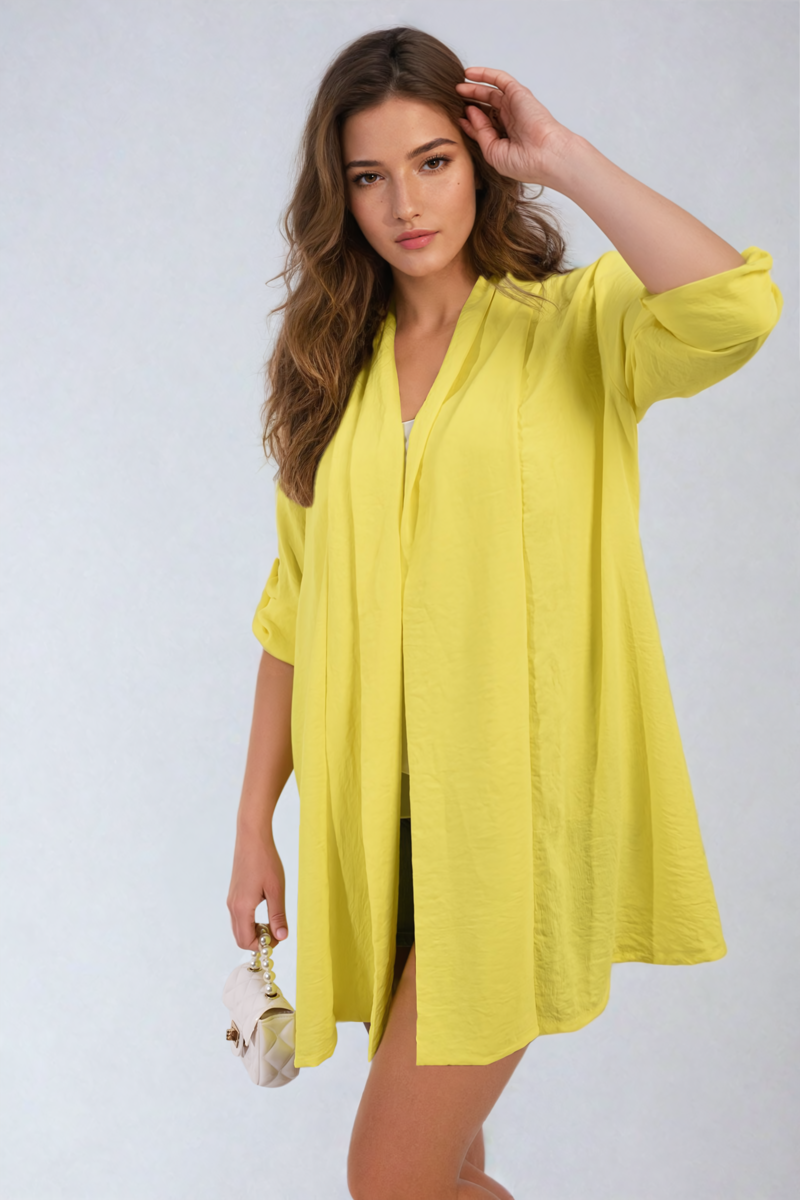 She Wears Glory™ Open Front Roll Up Sleeve Cardigan