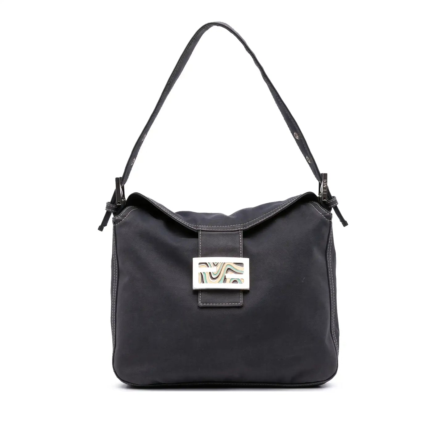 Fendi Canvas FF Marble Double Flap Shoulder Bag