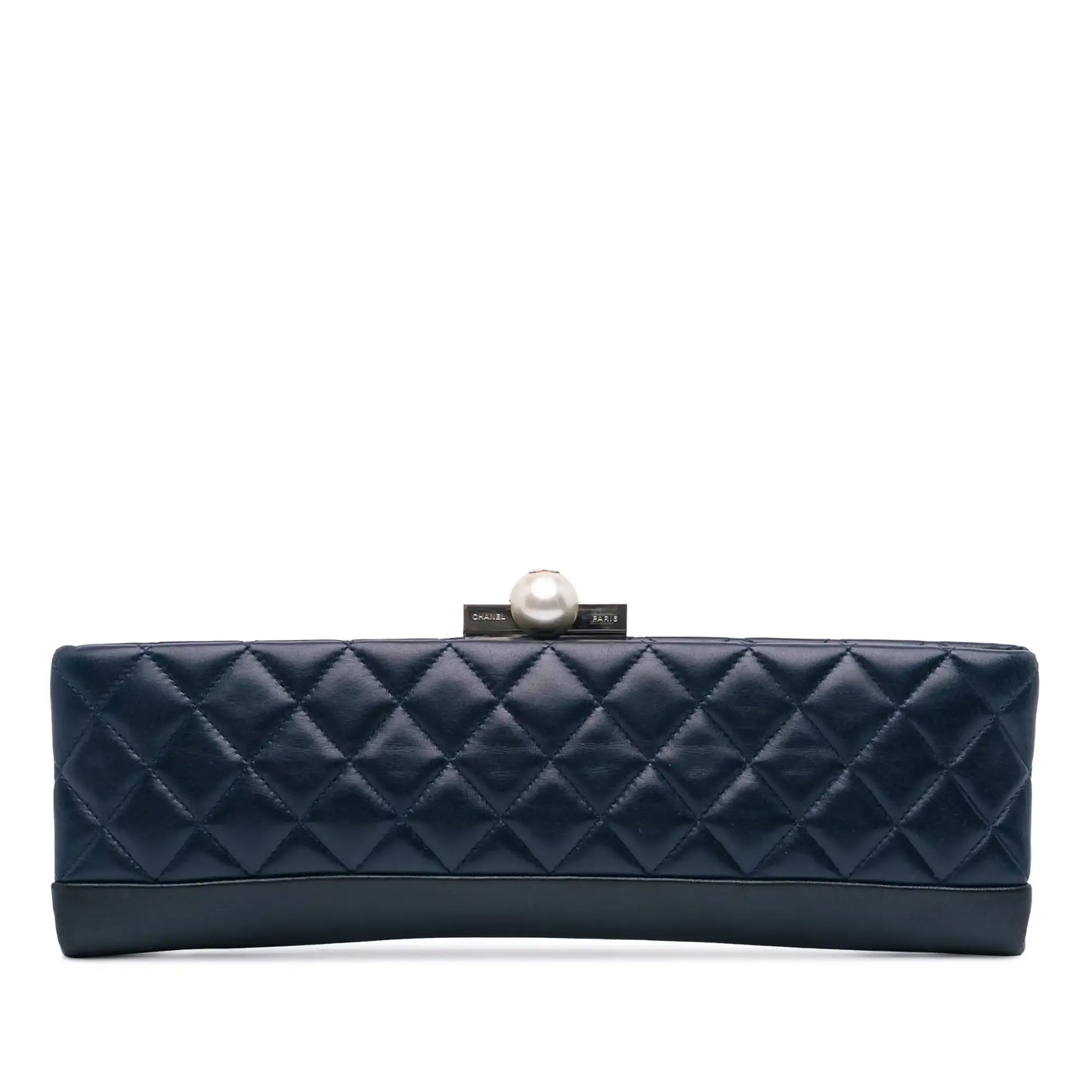 Chanel CC Quilted Lambskin Pearl Evening Baguette Clutch