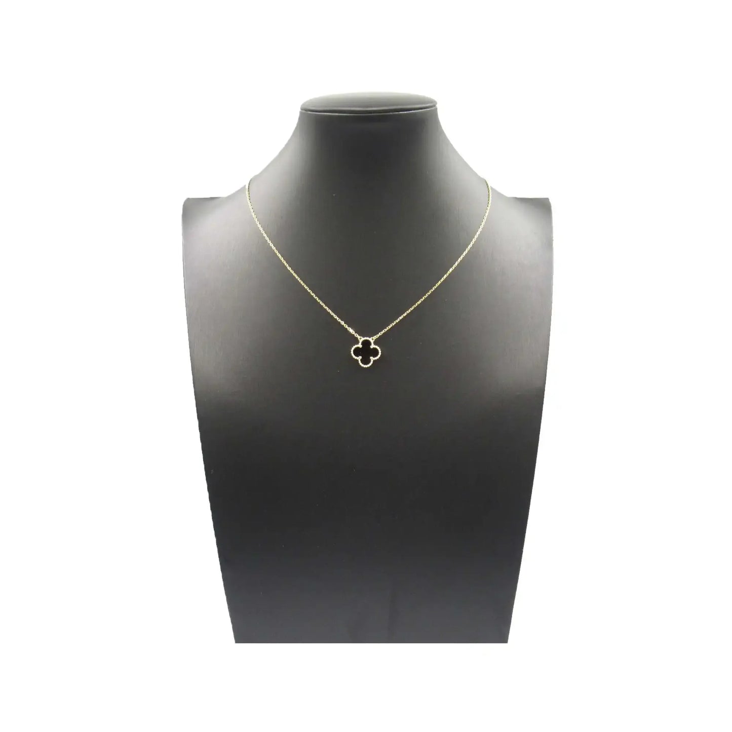 Van cleef and arpels 18K Yellow Gold and Onyx Vintage Alhambra Pendant Necklace