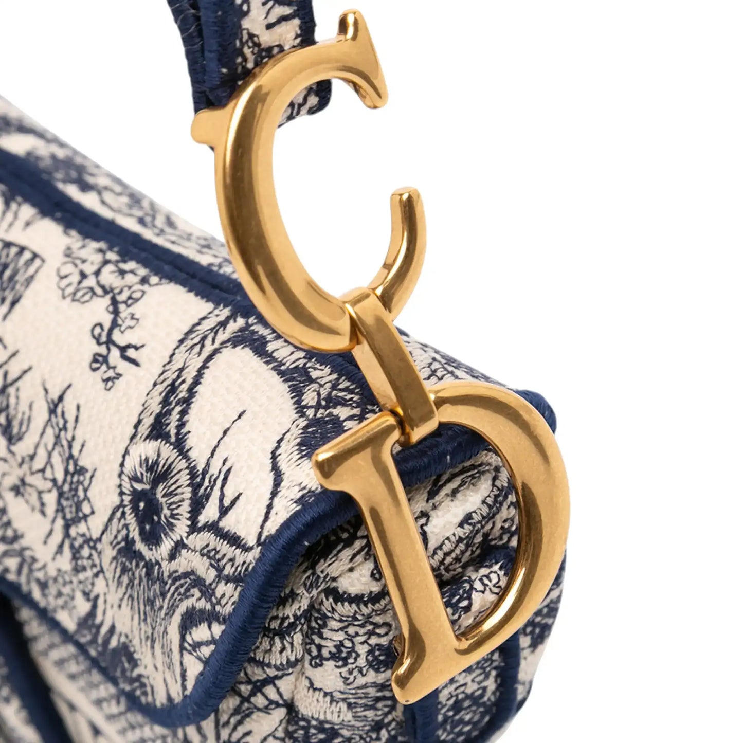 Dior Canvas Embroidered Toile de Jouy Saddle Bag