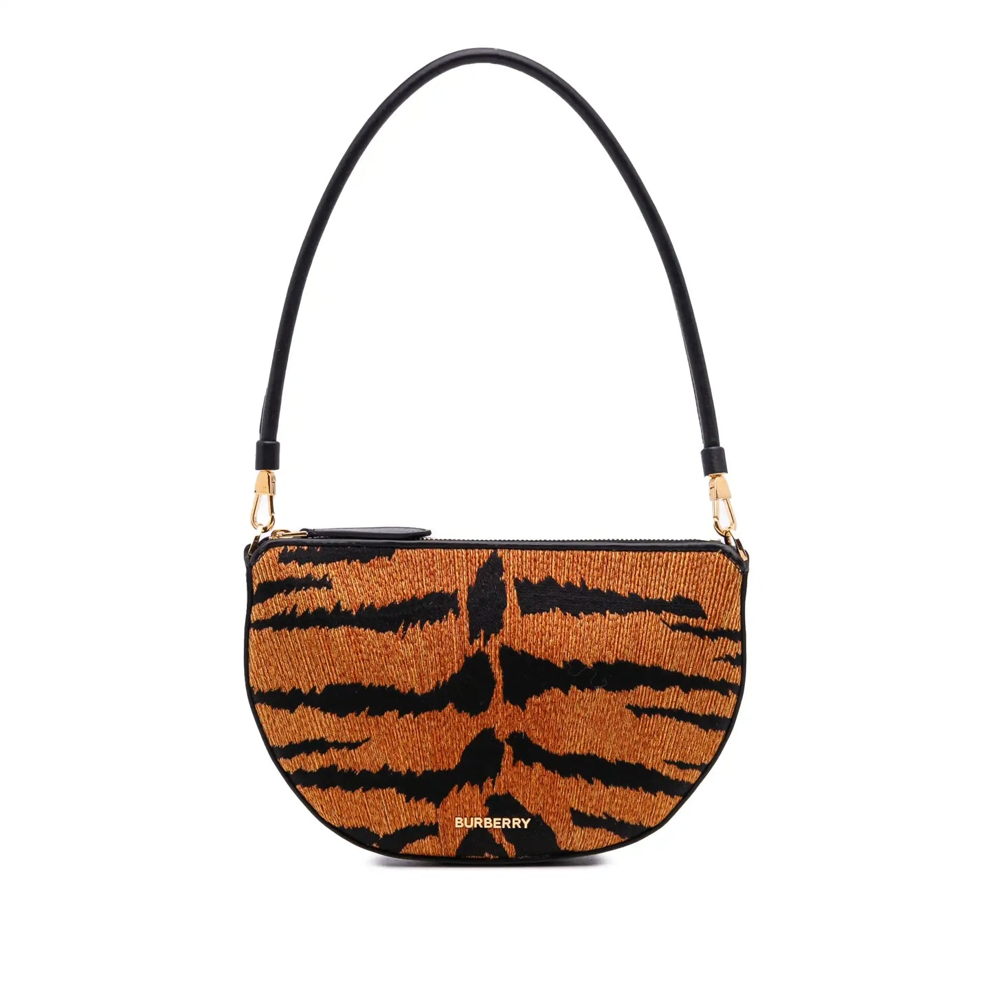 Burberry Mini Canvas Tiger Print Olympia Shoulder Bag