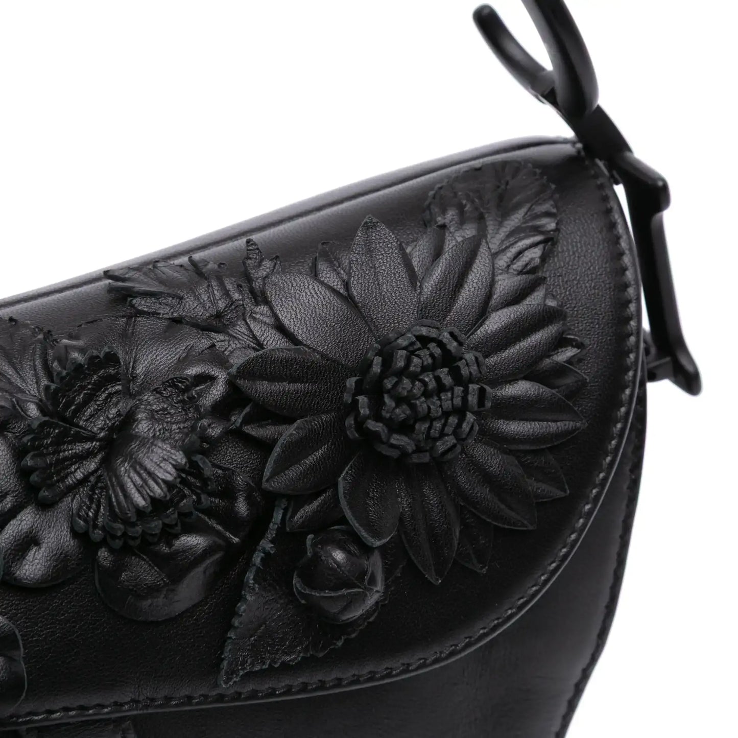 Dior Ultramatte Calfskin 3D Floral Saddle Bag