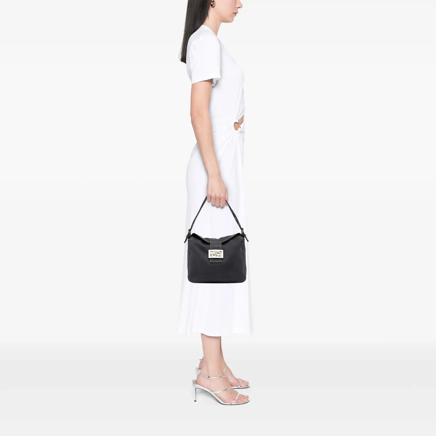 Fendi Canvas FF Marble Double Flap Shoulder Bag