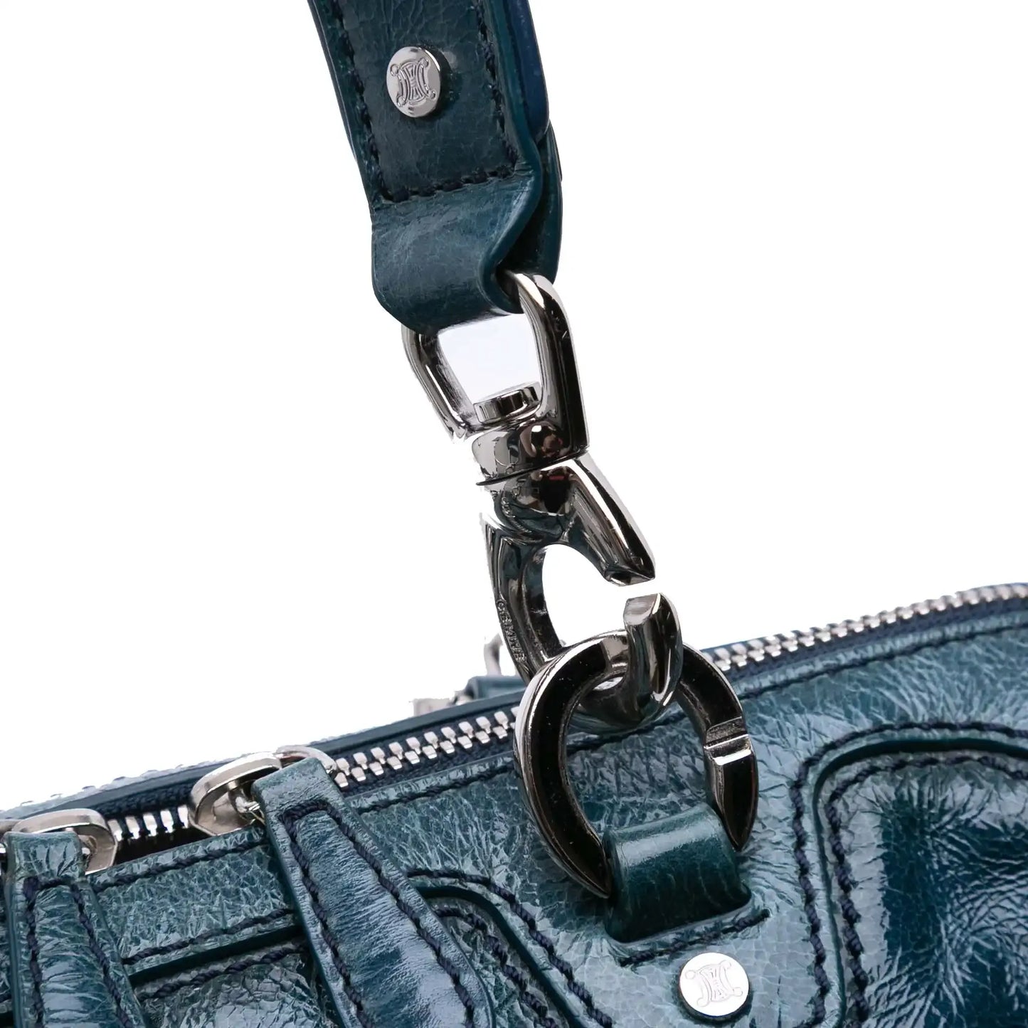 Celine Crinkled Patent Macadam Shoulder Bag