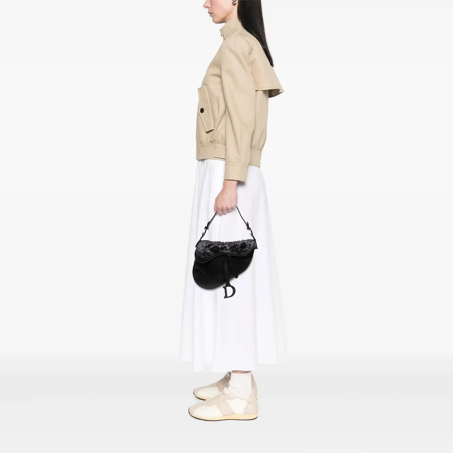 Dior Ultramatte Calfskin 3D Floral Saddle Bag