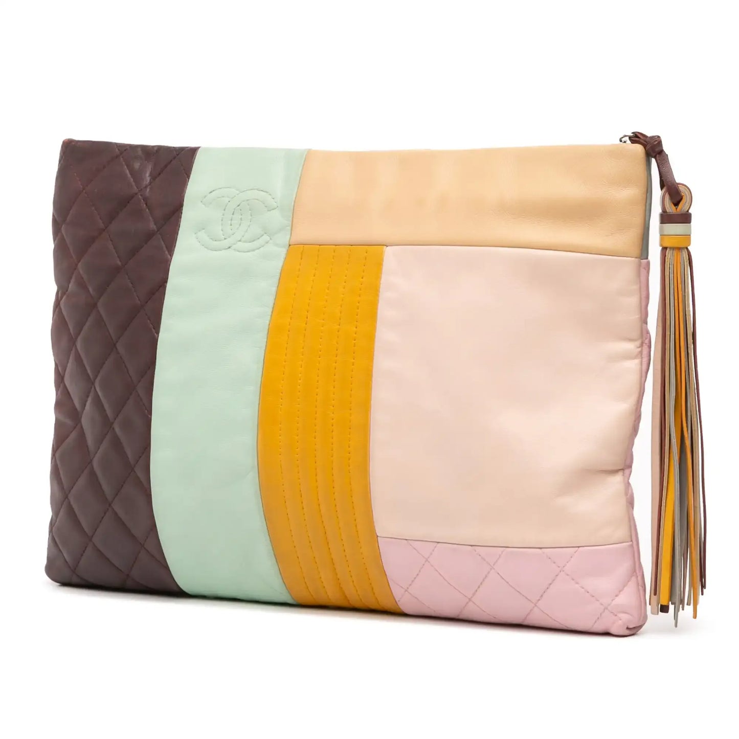 Chanel Large Lambskin Colorblock Patchwork O Case