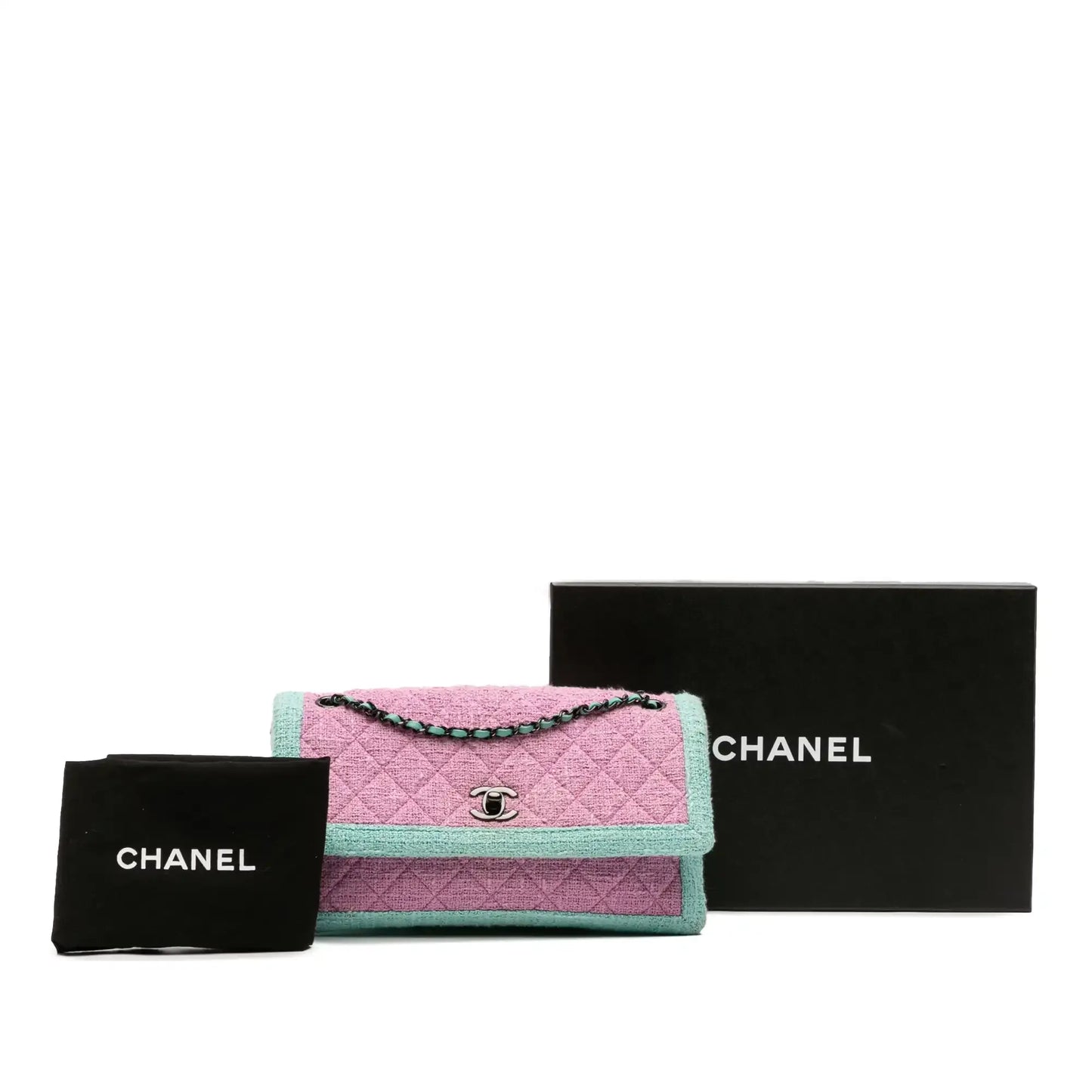 Chanel CC Quilted Bicolor Tweed Flap