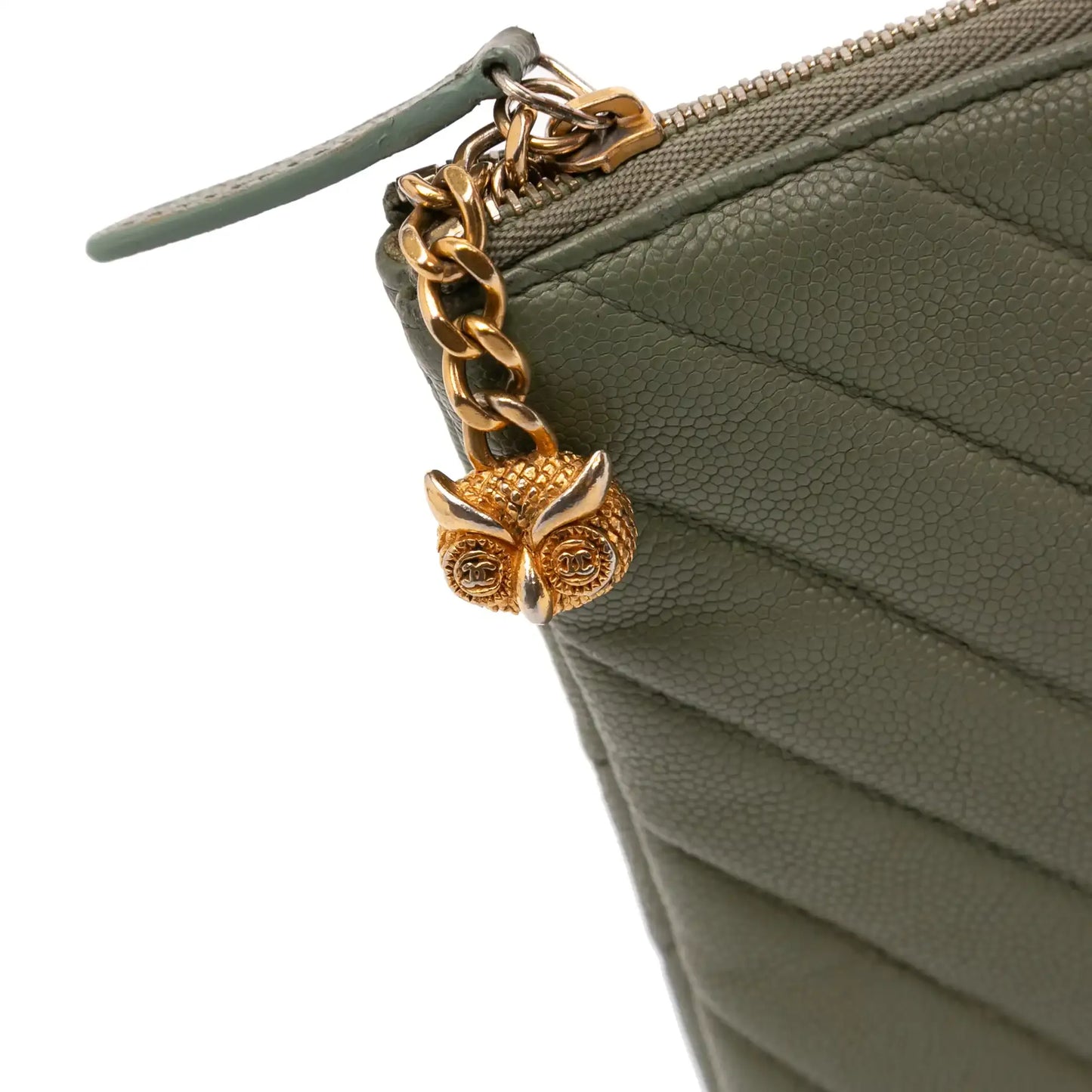 Chanel Medium Chevron Caviar Ancient Greek Charms O Case Clutch