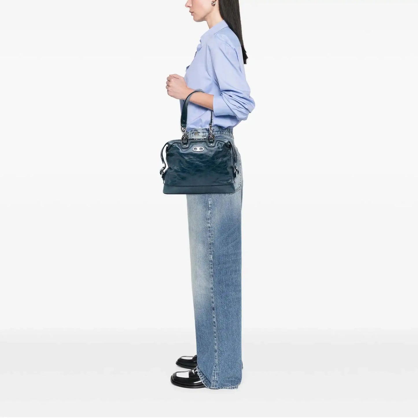 Celine Crinkled Patent Macadam Shoulder Bag